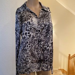 St. John Flower/Animal Print Blouse Size 8